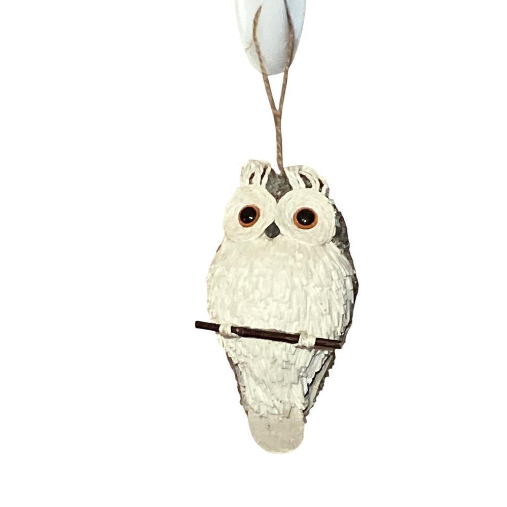 Unbranded Owl Ornament White Good Rustic Woodland Textured Decor